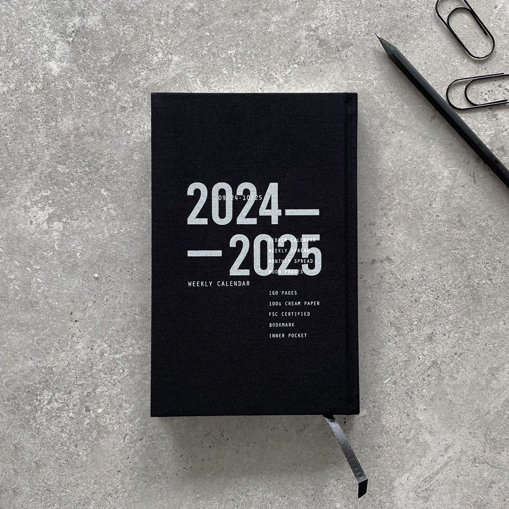 יומן שבועי לשנת 2025-2024 קריניטי KARINITI שחור