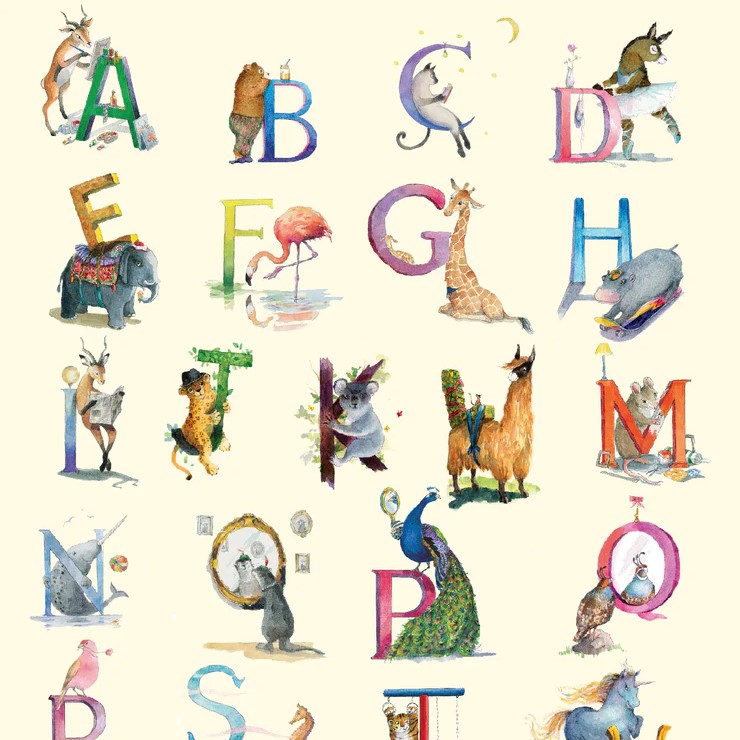 פוסטר אותיות ABC בעלי חיים, אנימו - אנגלית