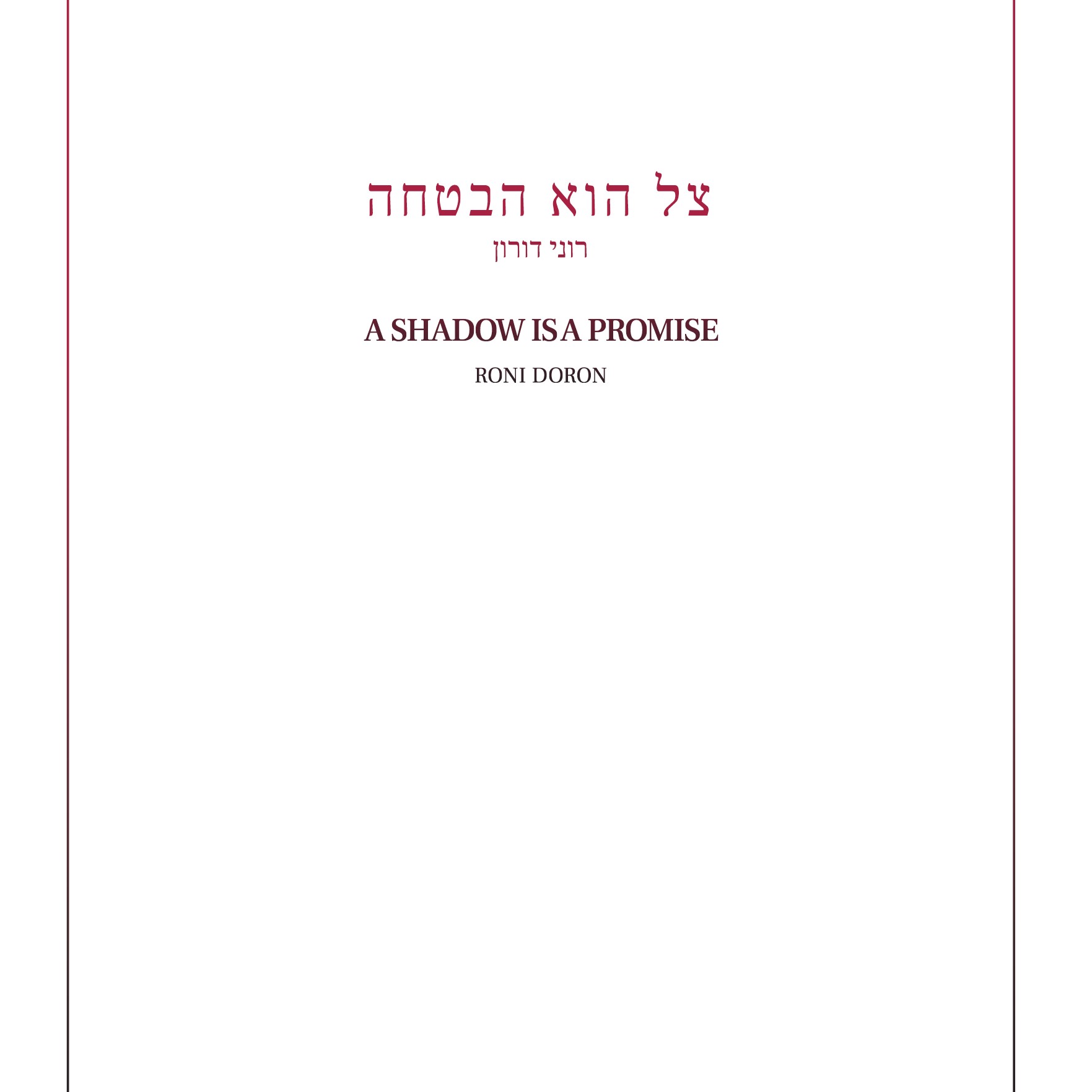 צל הוא הבטחה - ספר אמן