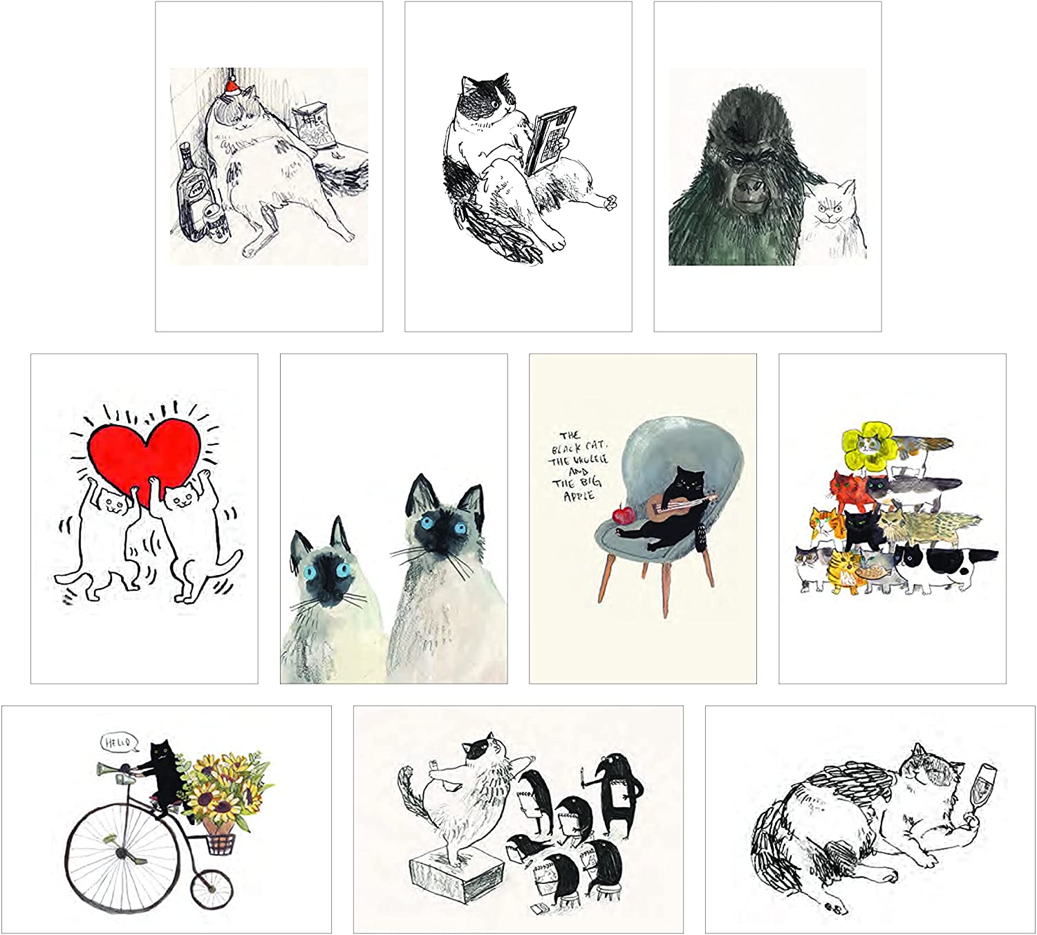Cat Box: 100 Postcards by 10 Artists גלויות