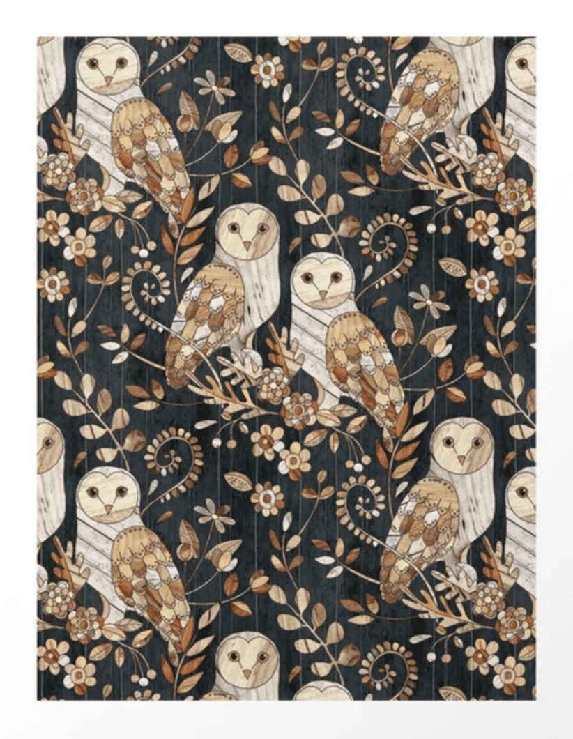 Wooden Wonderland Barn Owl Collage by Micklyn